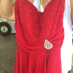 Red strapless dress